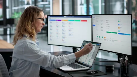 Remote Payroll Management Access And Document Database Stock Footage 329680732