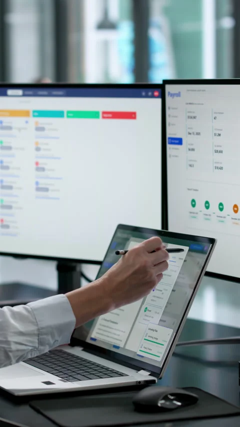 Remote Payroll Management Access And Document Database Stock Footage 330586052