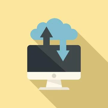 Remote pc data cloud icon, flat style Illustrazione stock
