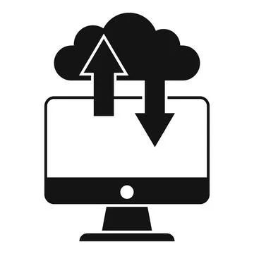 Remote pc data cloud icon, simple style Illustrazione stock