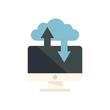 Remote pc data cloud icon flat isolated 스톡 일러스트