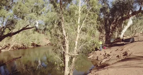 Remote Pilbara fishing Stock Footage 152384348
