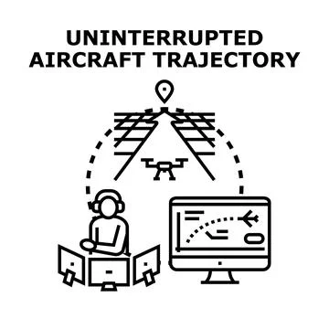 Remote pilot managing aircraft trajectory with control system Stock Illustration