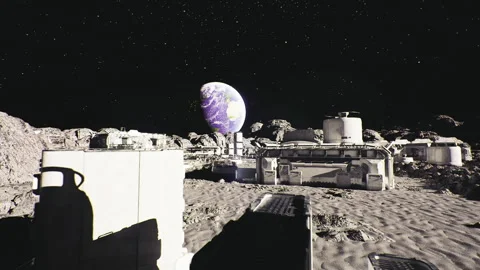 Remote planetary resource extraction and processing facility Stock Footage 340339511