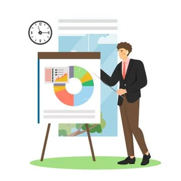 Remote presentation from home office, vector flat illustration Stock Illustration