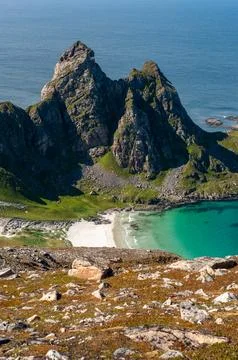 Remote private beach on North Norway Stock Photos