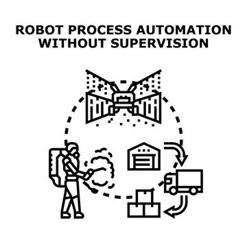 Remote process automation creating smart robotic system management Stock Illustration