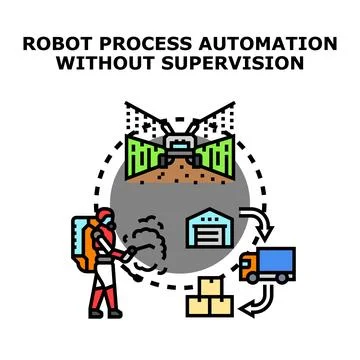 Remote process automation creating smart robotic system management Stock Illustration