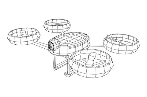 Remote quadrocopter drone with camera recording or deliver something Stock Illustration