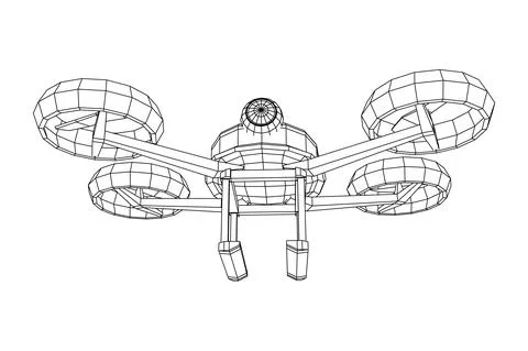 Remote quadrocopter drone with camera recording or deliver something Stock Illustration