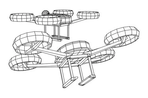 Remote quadrocopter drone with camera recording or deliver something Stock Illustration