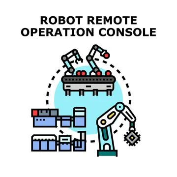 Remote robot operation console managing industrial automation process Stockillustratie
