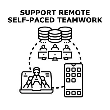 Remote self paced teamwork concept offering flexible work Stock Illustration