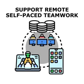 Remote self paced teamwork concept offering flexible work Stock Illustration
