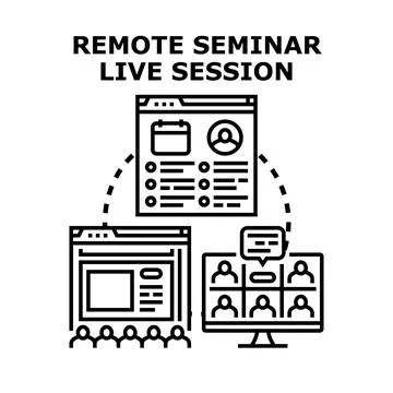 Remote seminar live session concept using online platforms Stock Illustration