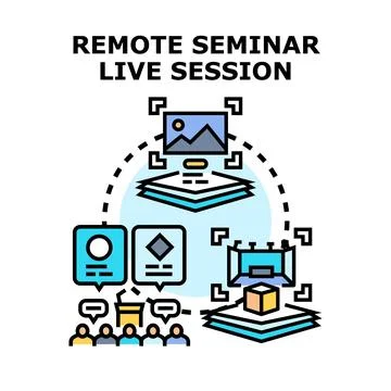 Remote seminar live session virtual education meeting Stock Illustration