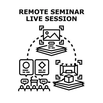 Remote seminar live session virtual education meeting Stock Illustration
