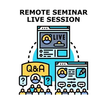 Remote seminar session presenting online virtual classroom education Ilustração Stock