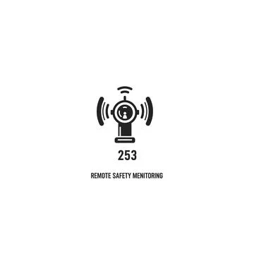 Remote sensor tower icon with signal waves and number 255 Stock Illustration