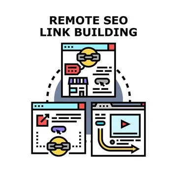 Remote seo link building strategy digital marketing concept Stock Illustration