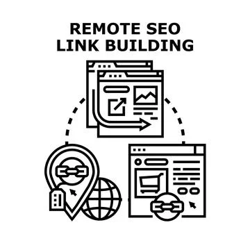Remote seo link building strategy connecting digital marketing Ilustración de archivo