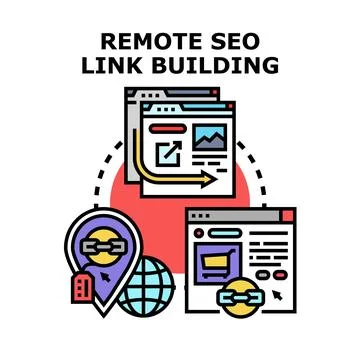 Remote seo link building strategy connecting digital marketing Ilustración de archivo