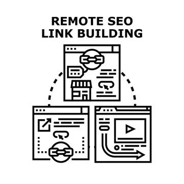 Remote seo link building strategy digital marketing concept Stock Illustration
