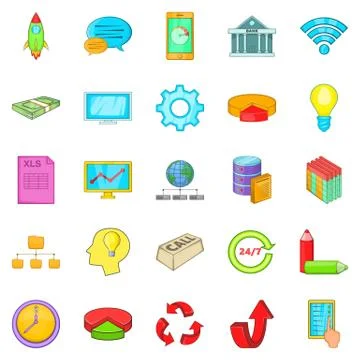 Remote server icons set, cartoon style Illustrazione stock
