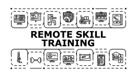 Remote skill training banner icon vector illustration Stock Illustration