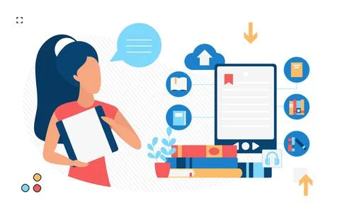 Remote software based teaching virtual course platform Stock Illustration