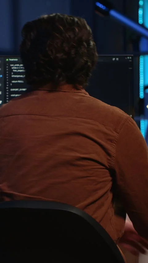 Remote software developer arriving in office at home, starting job shift Stock Footage 264511332