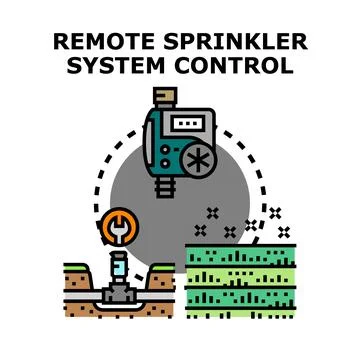 Remote sprinkler system control for smart irrigation automation Stock Illustration