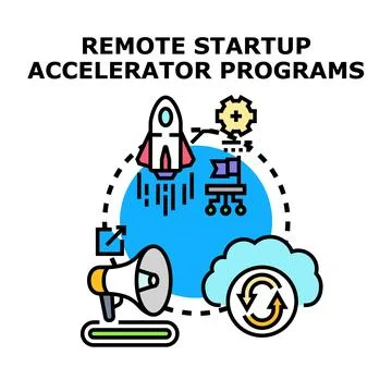 Remote startup accelerator programs driving business growth Stockillustratie