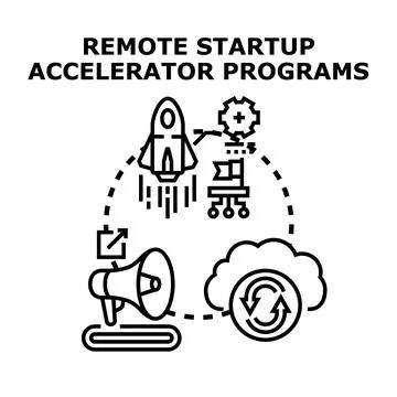 Remote startup accelerator programs driving business growth Stock Illustration