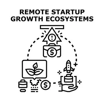 Remote startup growth ecosystem developing business success concepts 스톡 일러스트