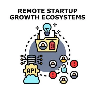 Remote startup growth ecosystems development with data 스톡 일러스트
