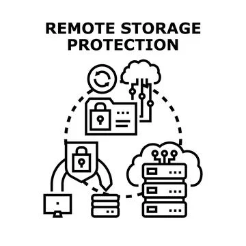 Remote storage protection vector concept illustrating data security イラスト素材