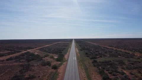 Remote Straight Outback Road in Western Australia, Aerial Drone View Vídeos de archivo 336384823