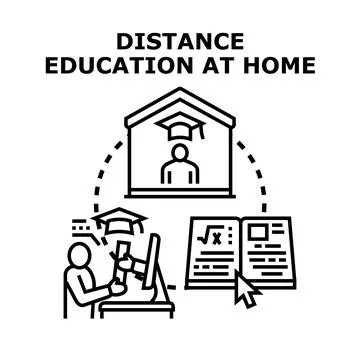 Remote student learning online from home concept Stock Illustration