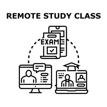 Remote study class concept for online education Stock Illustration