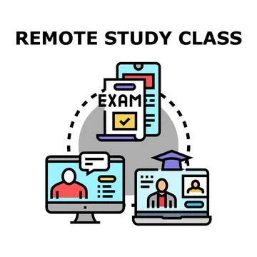 Remote study class concept for online education Stock Illustration