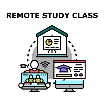 Remote study class online education concept Stock Illustration