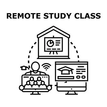 Remote study class online education concept Stock Illustration