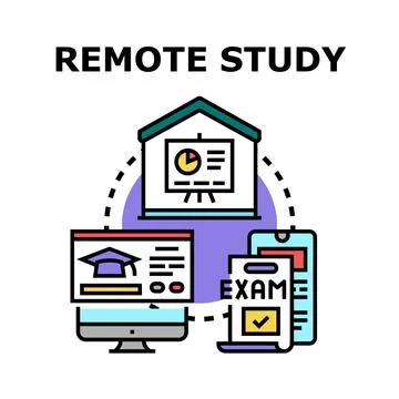 Remote study distance education online learning concept Stock Illustration