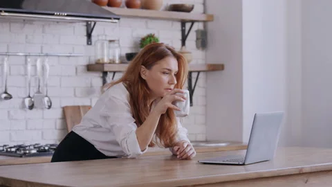 Remote study in the kitchen Stock Footage 168322135