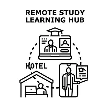 Remote study learning hub and online education concept 스톡 일러스트