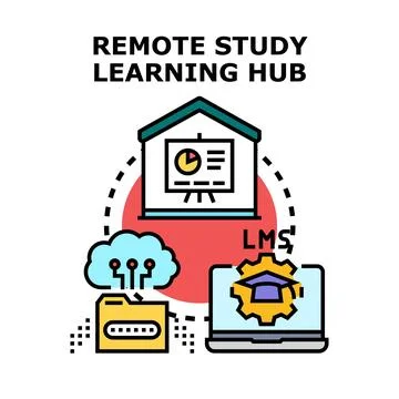 Remote study learning hub technology concept Stock Illustration
