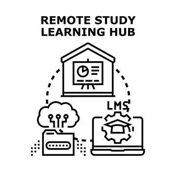 Remote study learning hub technology concept Stock Illustration