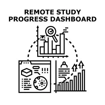Remote study progress dashboard displaying student analytics Stock Illustration