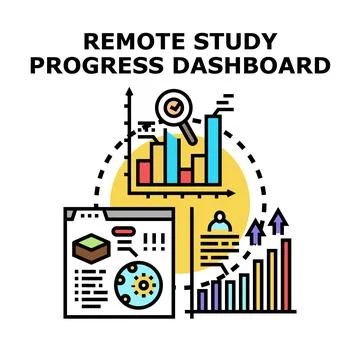 Remote study progress dashboard displaying student analytics Stock Illustration